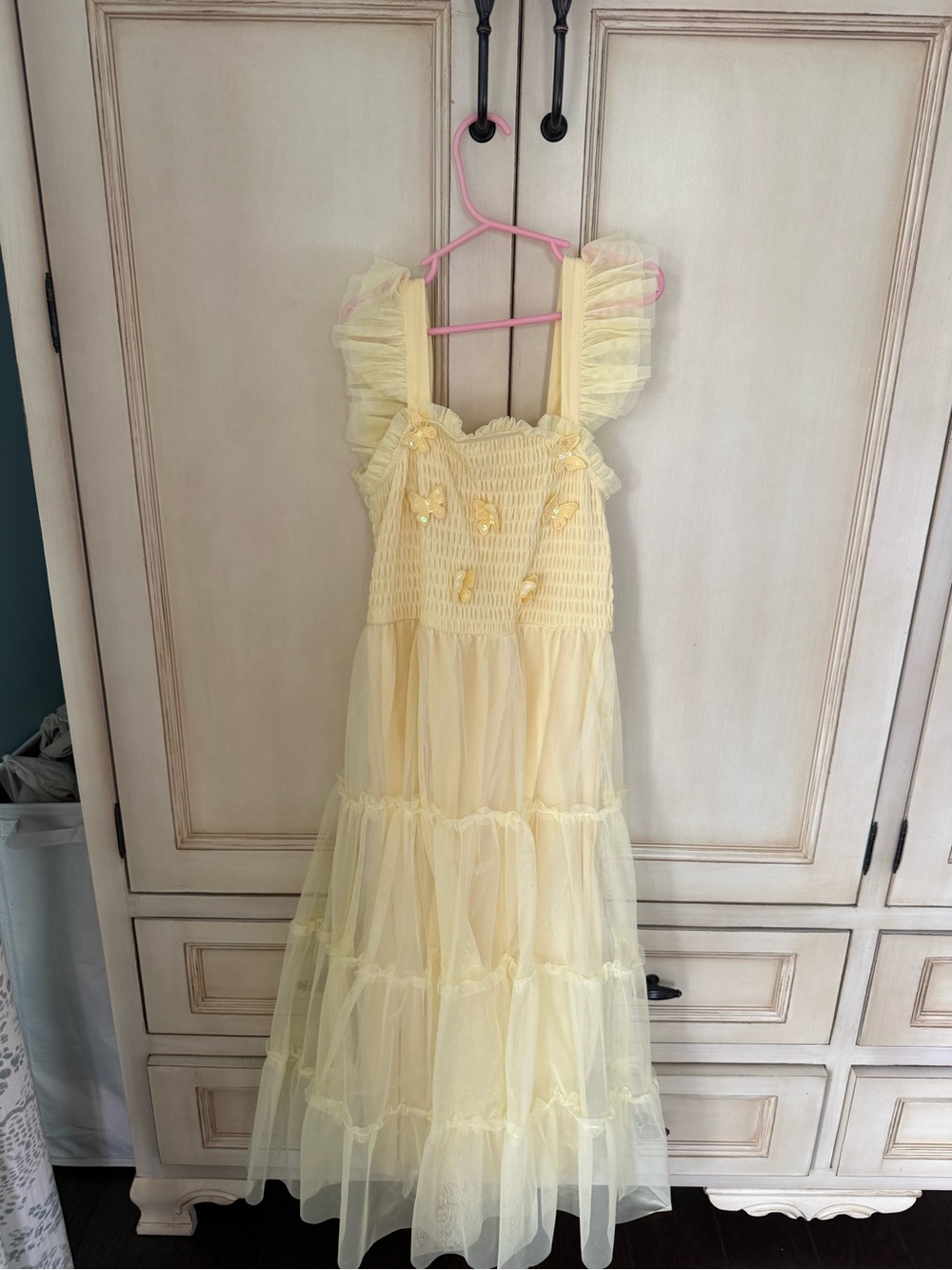 Yellow butterfly Ruffle Tulle Girls Dress